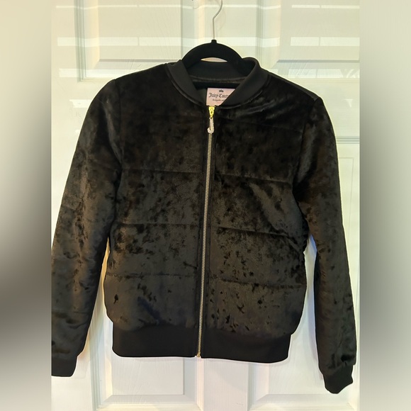 EUC Juicy Couture Black Bomber Jacket Velour XS - Picture 6 of 7